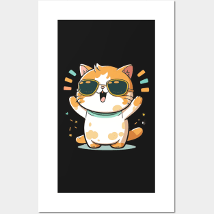 Cute ginger cat wearing sunglasses Posters and Art